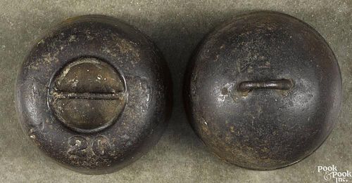 Two cast iron animal weights, 19th c.