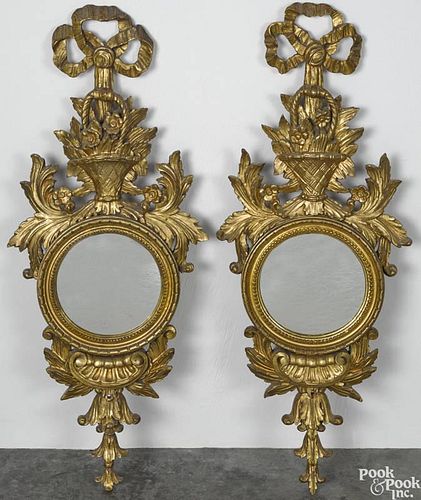 Pair of Italian giltwood mirrors, mid 20th c., 37 1/2'' h.
