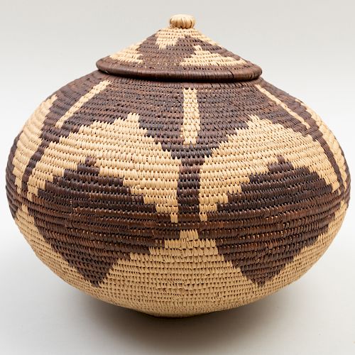 Coiled Basket with Lid, California or Nevada
