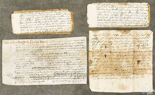 Eight early documents, largely English, to include a Bradford Parish, York County Indenture