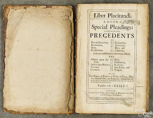 Early legal book, ca. 1674, titled Liber Placitandi. A Book of Special Pleadings., London