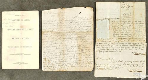 Early American letters, property documents, and other ephemera, to include a handwritten Ballad