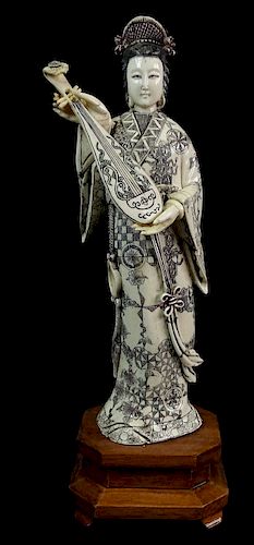 A Large Chinese Export Quan Yin Bone Sculpture.