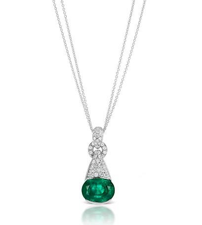 18k Gold 5ct Emerald and Diamond Pendant