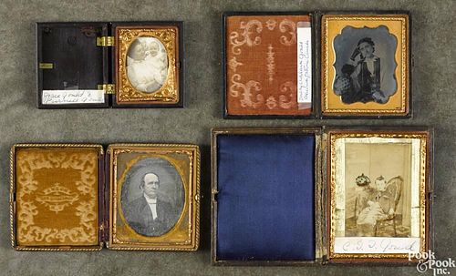 Four cased photographs, 19th/early 20th c., to include a daguerreotype of Charles Ellis (1800-1874)