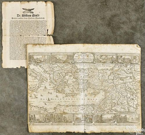 Two German documents, early 19th c., to include an excerpted map