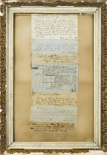 Seven handwritten receipts to Master covered bridge builder Lemuel Chenoweth