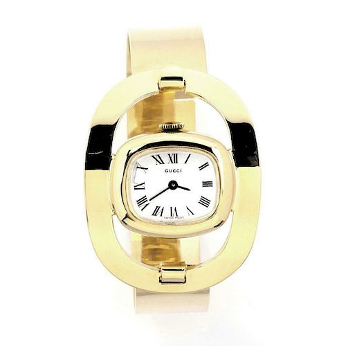Gucci Vintage 18k Ladies Stirrup Motif Wrist Watch