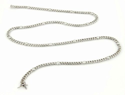 14k 4ct Diamonds Curb Link Chain Necklace Italy
