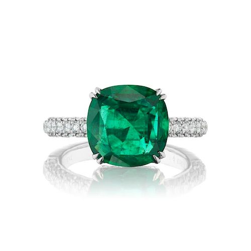 Platinum 3.7ct Emerald and Diamond Ring