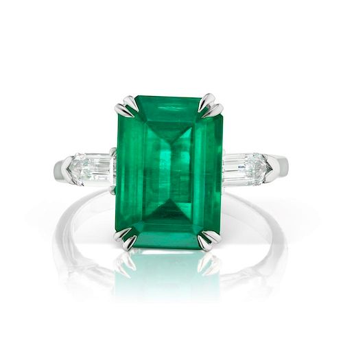 Platinum 6.9ct Colombian Emerald and Diamond Ring