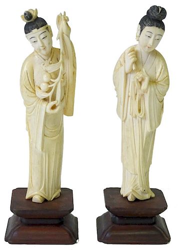 Pair of Chinese carved Women