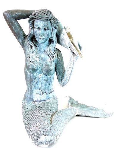 Contemporary Bronze Mermaid Sculpture