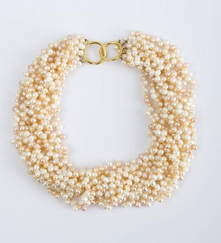 PALOMA PICASSO FOR TIFFANY & CO. 18K YELLOW GOLD AND CULTURED PEARL TORSADE NECKLACE