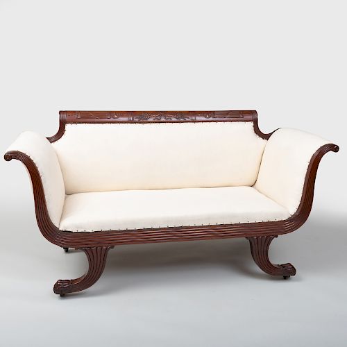 Fine and Rare Small Federal Carved Mahogany Sofa, Attributed to the Workshop of Duncan Phyfe, New York