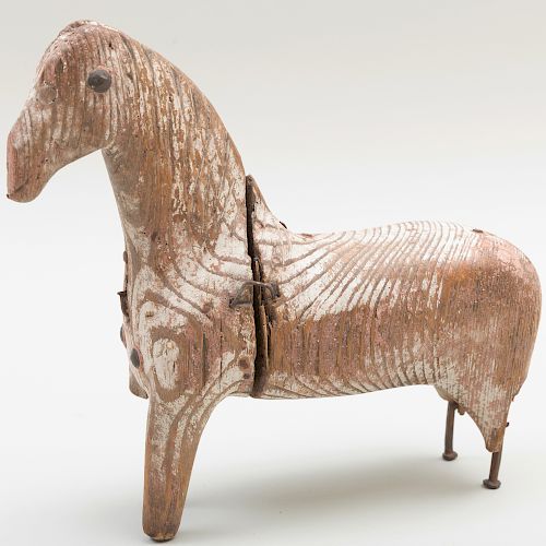 Swedish 'Nail Leg' Painted Wood Pony