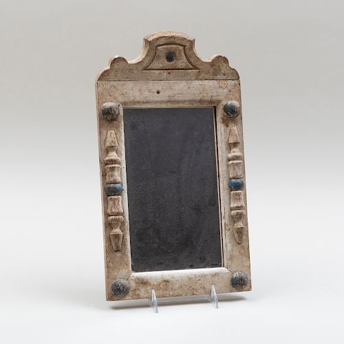 Rustic Painted Wood Mirror with Applied Decoration