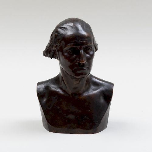 Bronze Bust of George Washington, after a model by Houdon, copyright 1899