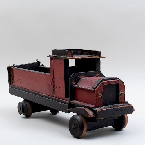 Red and Black Painted 'Richard' Wood Toy Coal Truck