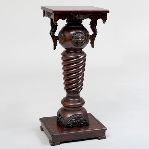 Victorian Carved Mahogany Pedestal