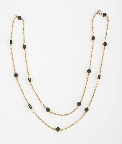 18K YELLOW GOLD AND ONYX CHAIN