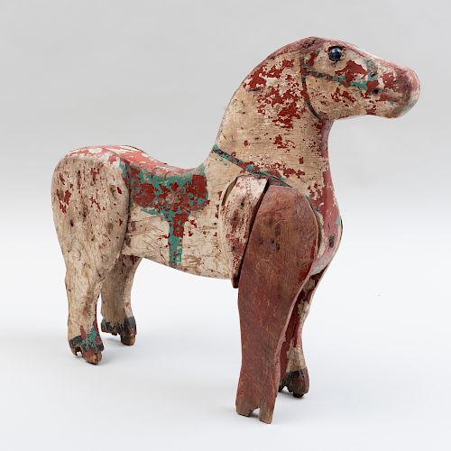 Red Painted Wood Horse