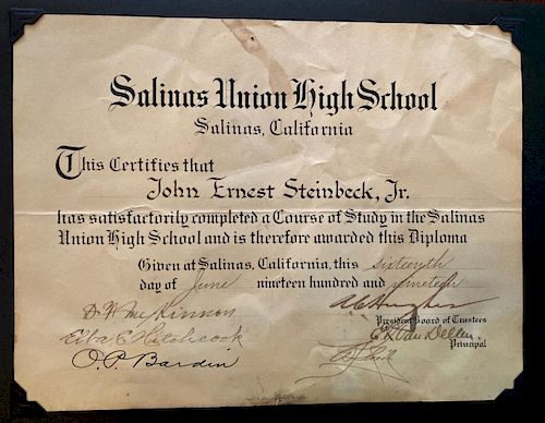 John Ernest Steinbeck Jr High School Diploma
