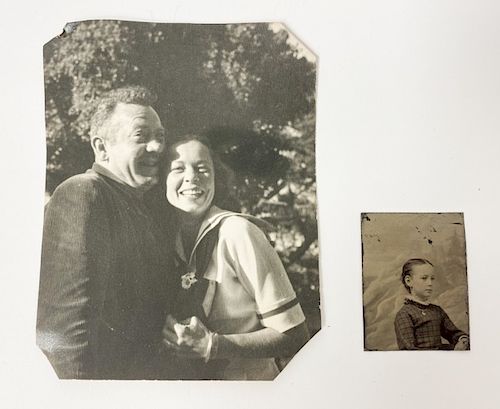Early photo of Elaine and John couple and tintype