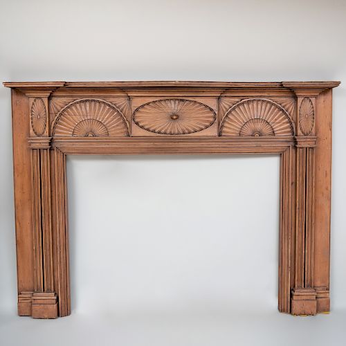Federal Fan Carved Pine Mantel, New York