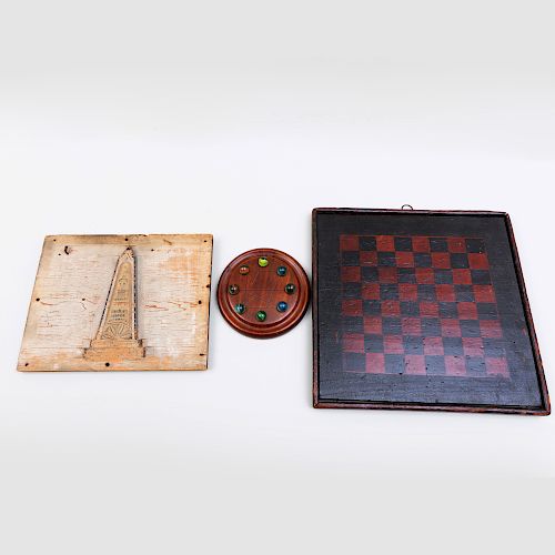 Two Game Boards and a Painted Mourning Panel