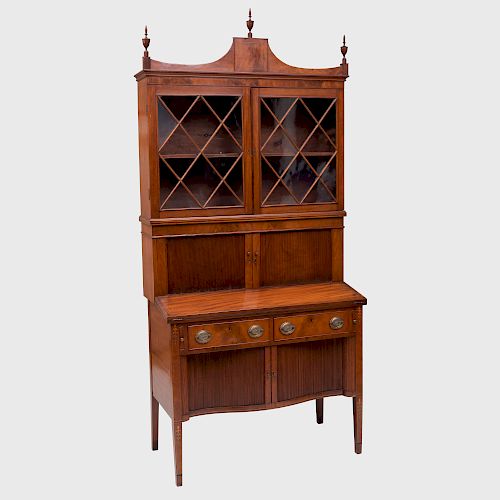 Late Federal Mahogany Tambour Desk and Bookcase, Mid-Atlantic States