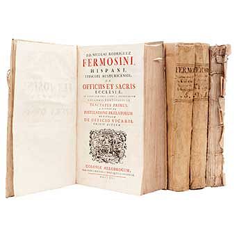 Rodriguez Fermosini, Nicolai. Opera Omnia. Coloniae Allobrogum: Marci Michaelis Bousquet & Sociorum, 1741.  3 piezas.