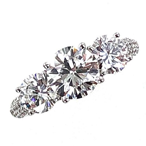 2.87 Carat Three Diamond Engagement Ring GIA Certi