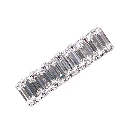 8- Carat Diamond Emerald Cut Eternity Band Ring GI