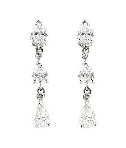 Platinum 3.60ct Diamond Drop Earrings