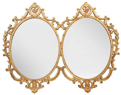Large Overmantel Double Oval Mirror
