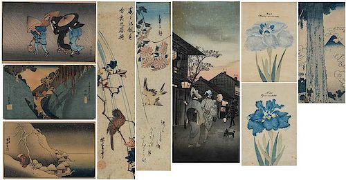 Group of Nine Framed Woodblock Prints