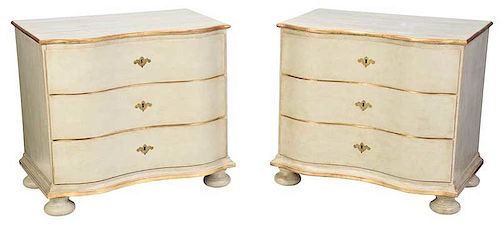 Pair Amy Howard Serpentine Front Chests