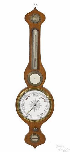 English oak barometer, 19th c., 37'' h.