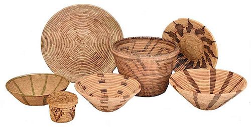 Seven Native American Decorated Baskets