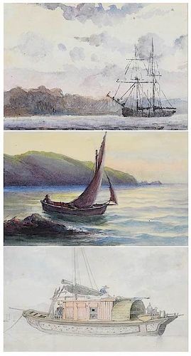 Three Framed British Maritime Watercolors