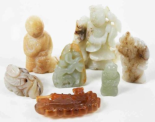Seven Jade/Hardstone Carved Figures