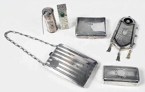 Five Silver Cases and Purses