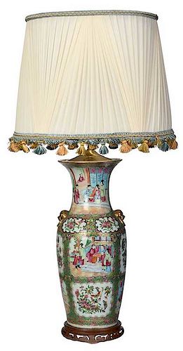 Chinese Famille Rose Vase Converted to Lamp