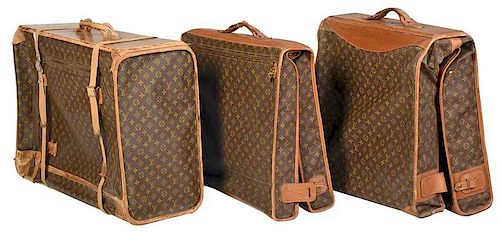 Past auction: Three pieces of vintage soft side luggage, Louis Vuitton