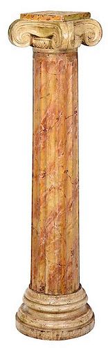 Faux Marble Painted Wooden Column