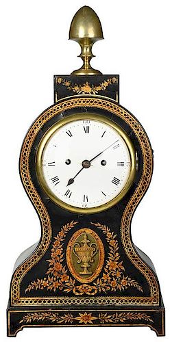 Georgian Painted, Gilt Papier Mache Mantel Clock