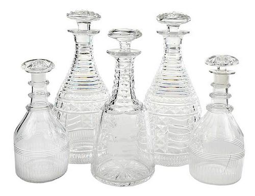 Five Cut Glass Prohibition Decanters