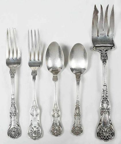 King's Pattern Sterling Flatware, 21 Pieces