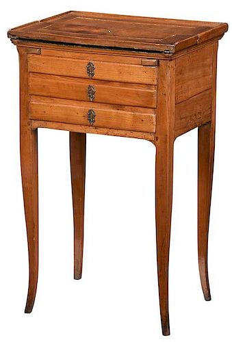 French Fruitwood Three Drawer Writing Stand